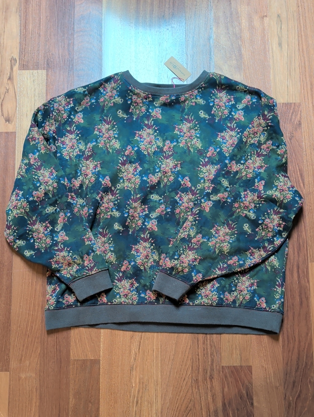 Natural Life Selah Boho English Garden Floral Print Sweatshirt Sz S/M NWT